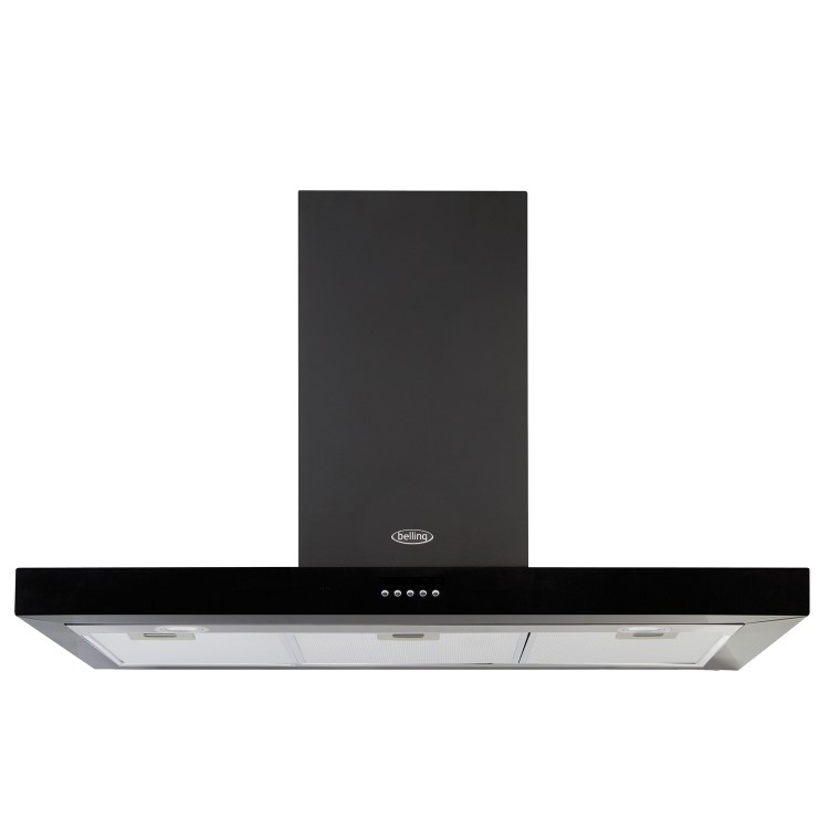 Belling Cookcentre 110cm Flat Chimney Cooker Hood - Black