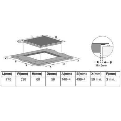 Belling 77cm 4 Zone Induction Hob with Bridge Zone