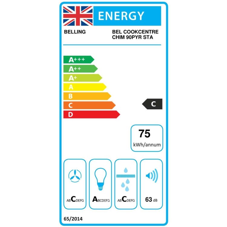 Belling 90cm CookCentre Pyramid Chimney Cooker Hood - Stainless Steel