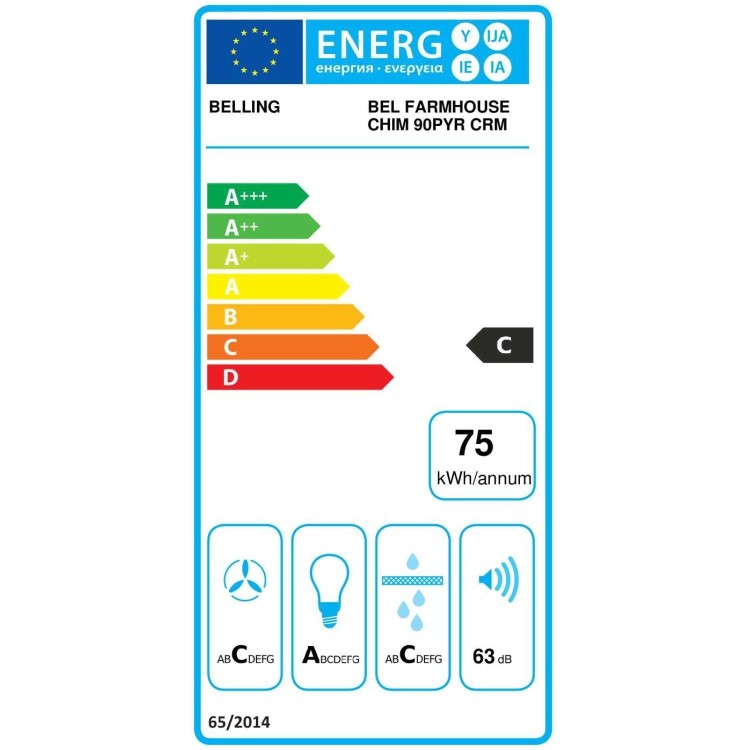 Belling 90cm FarmHouse Pyramid Chimney Cooker Hood - Cream