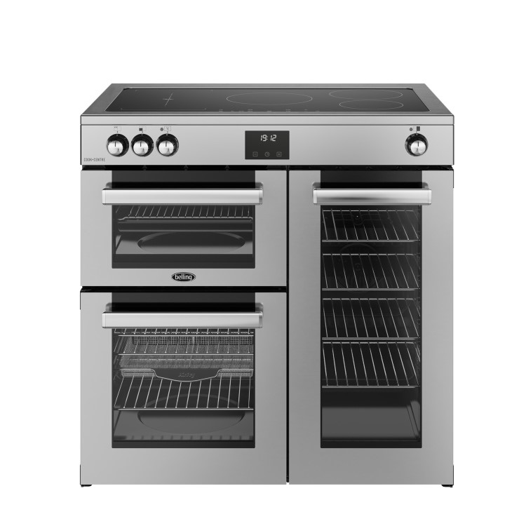 Refurbished Belling Cookcentre 444411796 90cm 5 Zone Induction Hob Electric Range Cooker