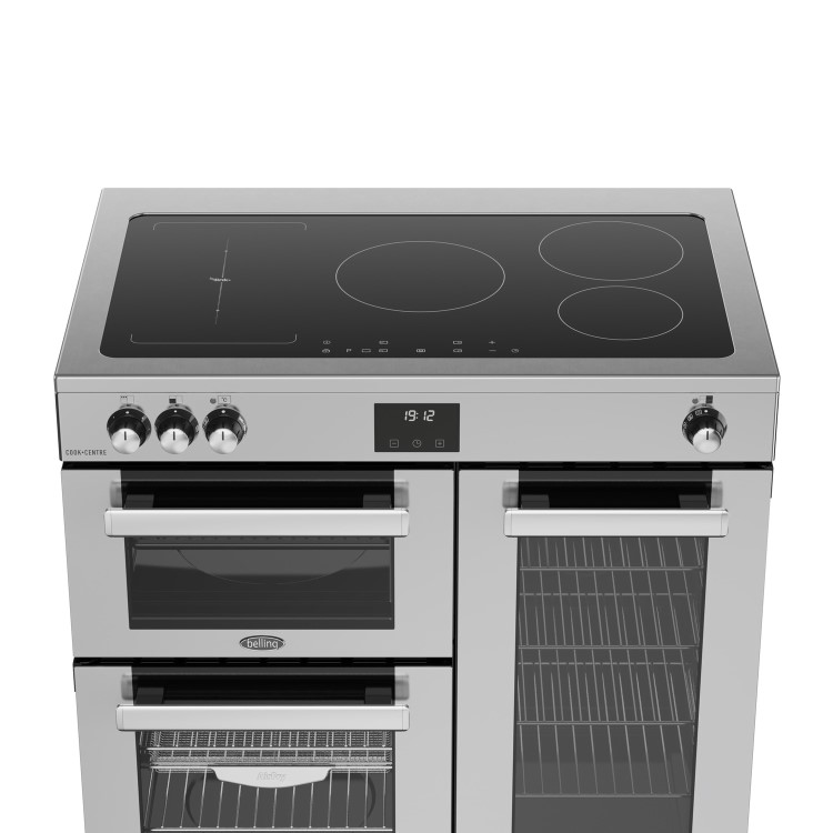 Refurbished Belling Cookcentre 444411796 90cm 5 Zone Induction Hob Electric Range Cooker