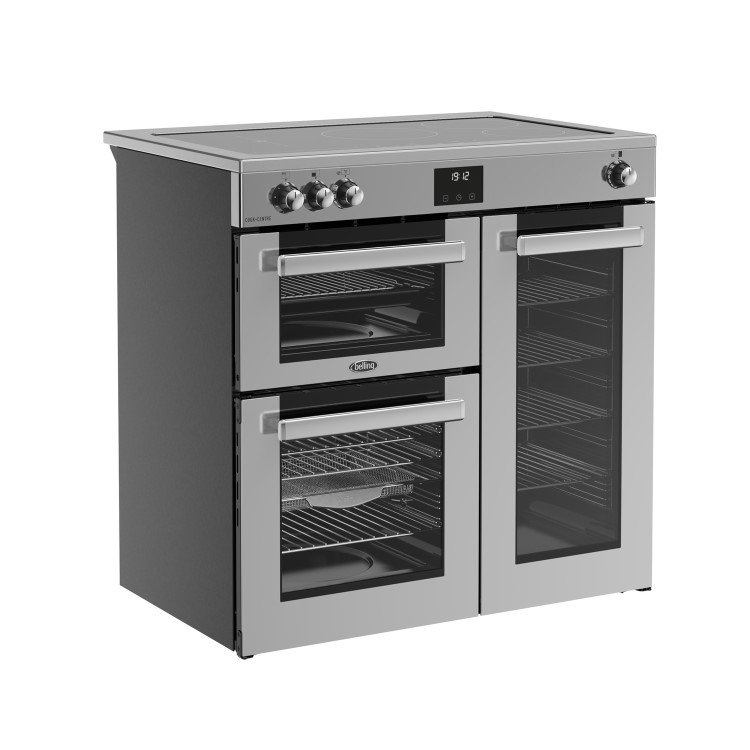Refurbished Belling Cookcentre 444411796 90cm 5 Zone Induction Hob Electric Range Cooker