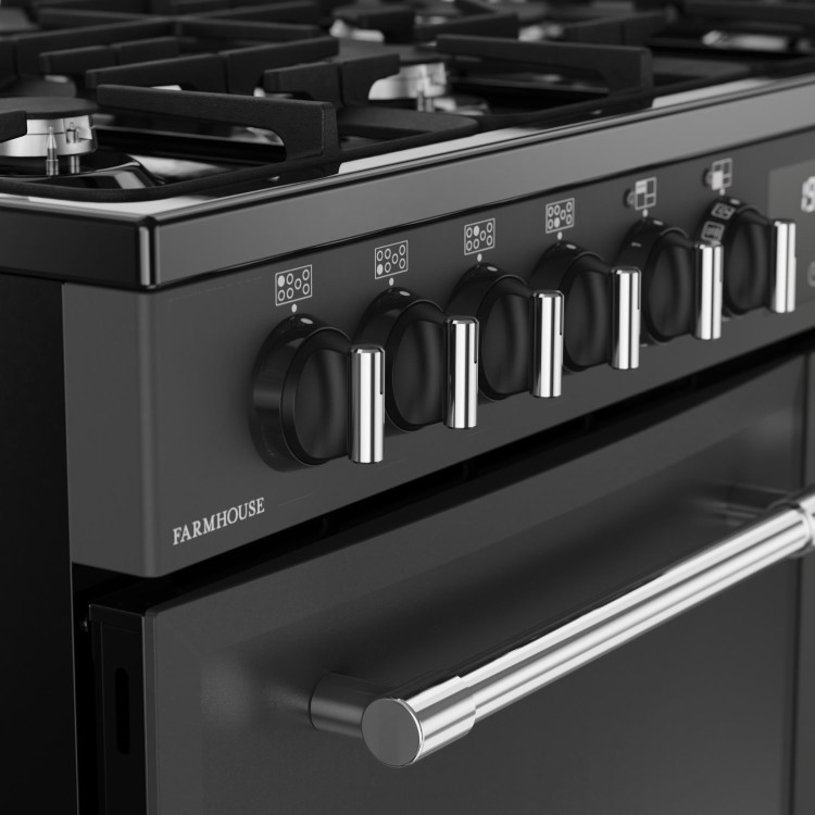 Belling Farmhouse 100cm Dual Fuel Range Cooker - Grey