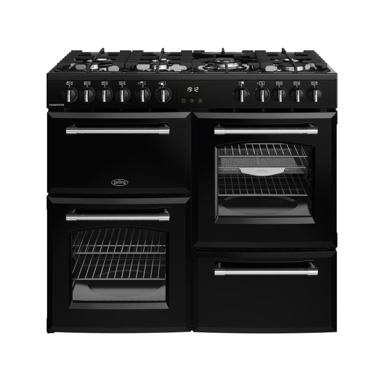 Belling Farmhouse 100cm Dual Fuel Range Cooker - Black
