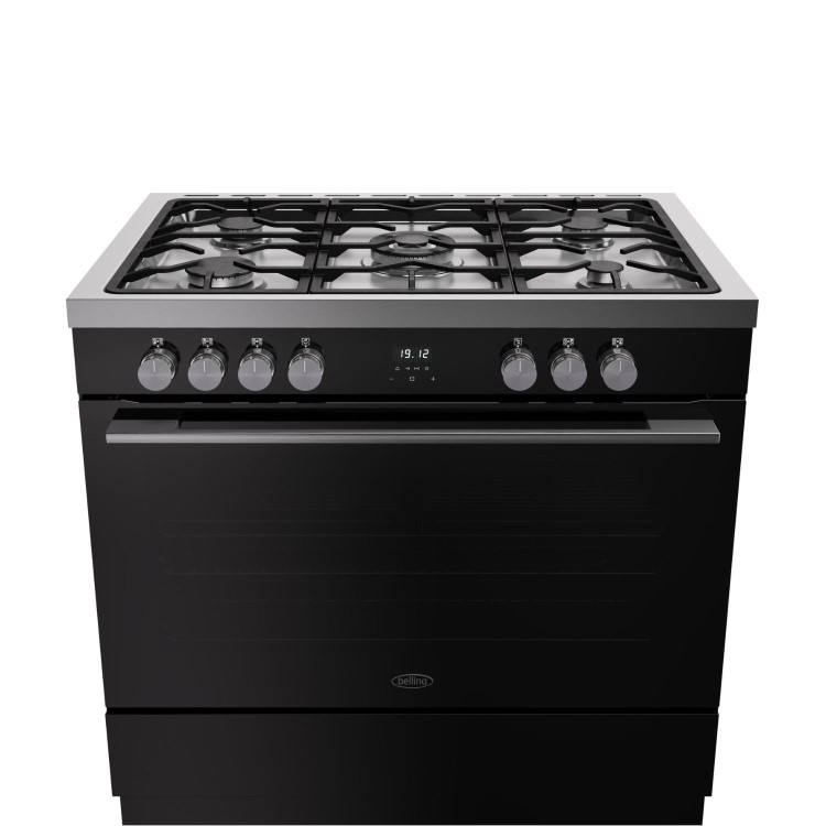 Belling Vision Single Cavity 90cm Dual Fuel Range Cooker - Black & Silver Steel