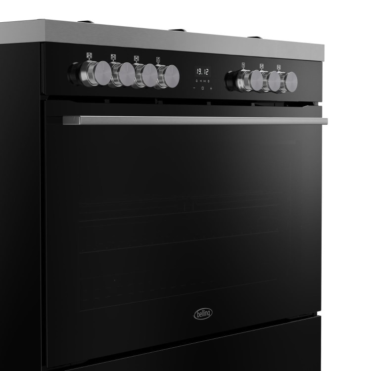 Belling Vision Single Cavity 90cm Dual Fuel Range Cooker - Black & Silver Steel