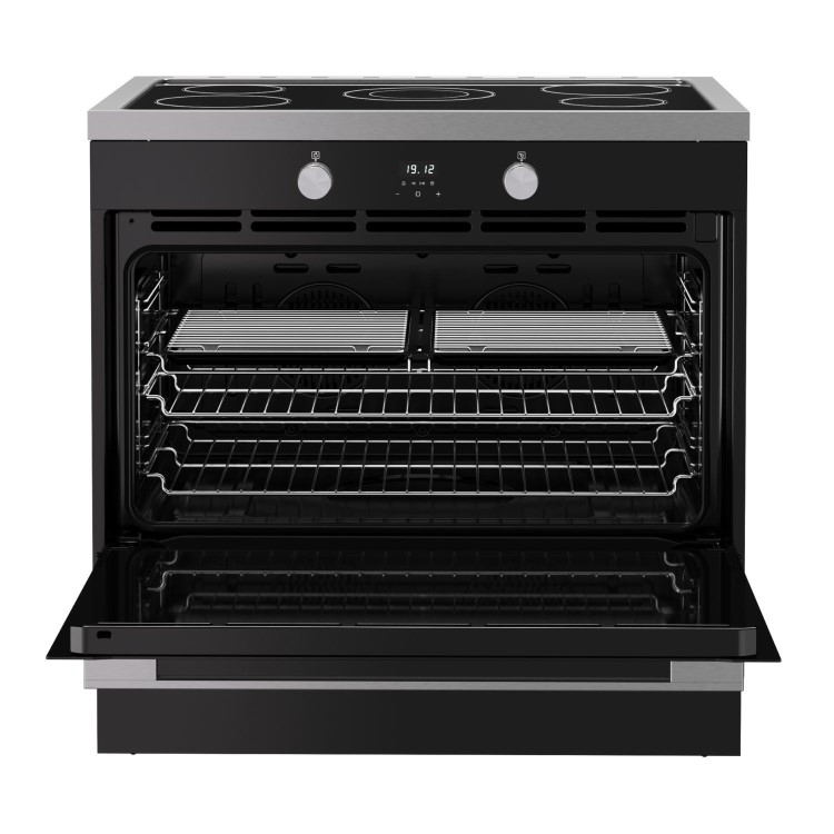 Belling Vision Single Cavity 90cm Electric Range Cooker - Black & Silver Steel