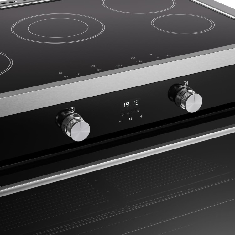 Belling Vision Single Cavity 90cm Electric Range Cooker - Black & Silver Steel