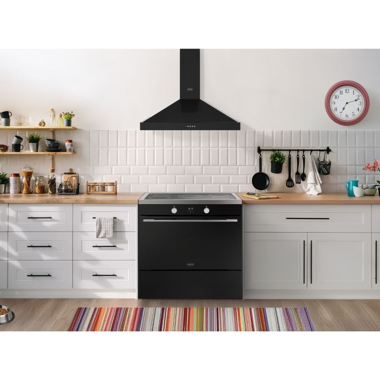 Belling Vision Single Cavity 90cm Electric Range Cooker - Black & Silver Steel