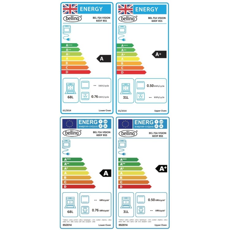Belling Vision 60cm Dual Fuel Range Cooker - Black & Silver Steel