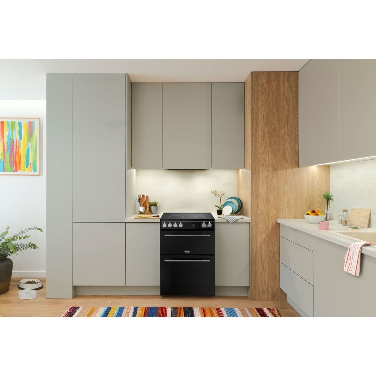 Belling Vision 60cm Electric Cooker with Ceramic Hob - Black / Silver 