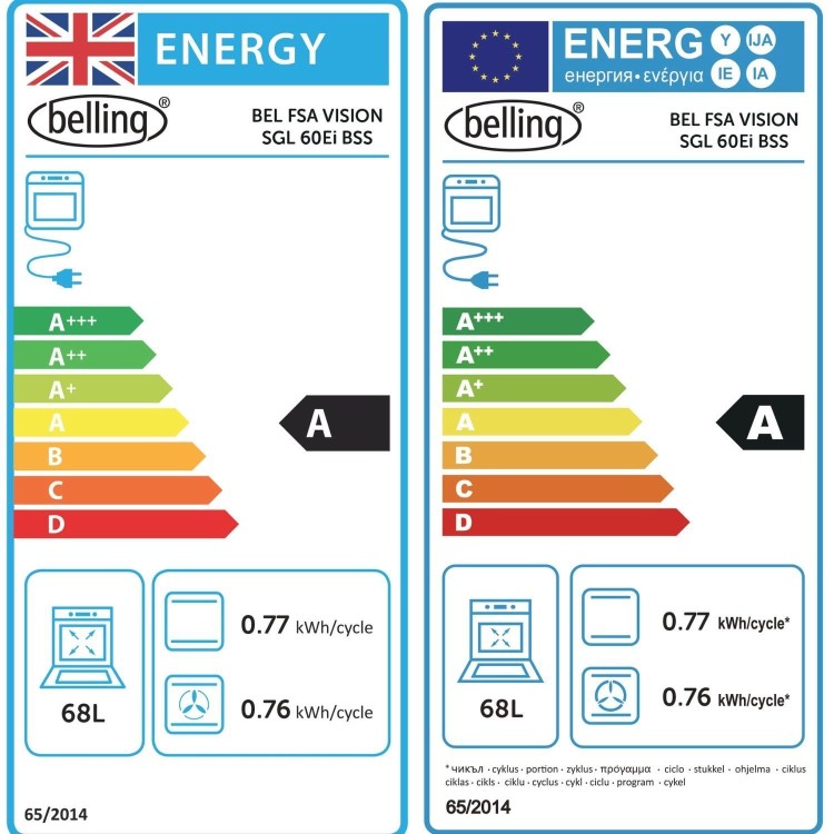 Belling Vision 60cm Electric Range Cooker - Black & Silver Steel