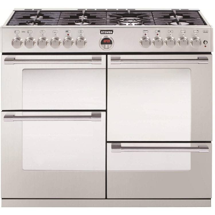 Stoves Sterling R1000DFT 100cm Dual Fuel Range Cooker - Stainless Steel