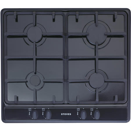 Stoves SGH600C 60cm Four Burner Gas Hob With Cast Iron Pan Stands - Black