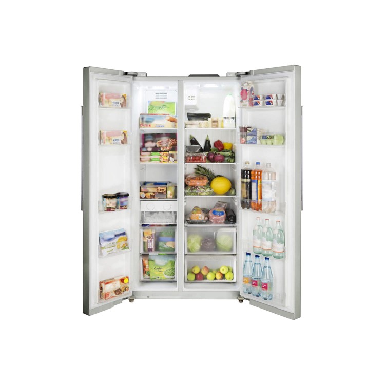 Lec AFF90185 Side-by-side American Fridge Freezer Silver