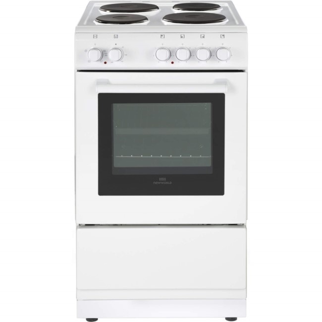 New World 50ES Single Oven Electric Cooker With Solid Plate Hob White