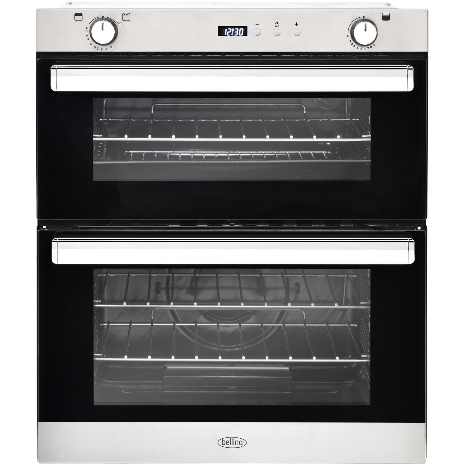 Belling BI702G Built-under Gas Double Oven With Cook-to-off Timer - Stainless Steel