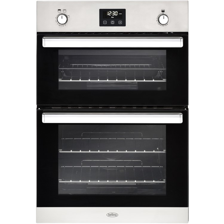 Refurbished Belling BI902G Built-in Gas Double Oven With Cook-to-off Timer Stainless Steel
