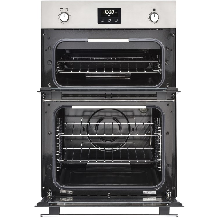 Refurbished Belling BI902G Built-in Gas Double Oven With Cook-to-off Timer Stainless Steel