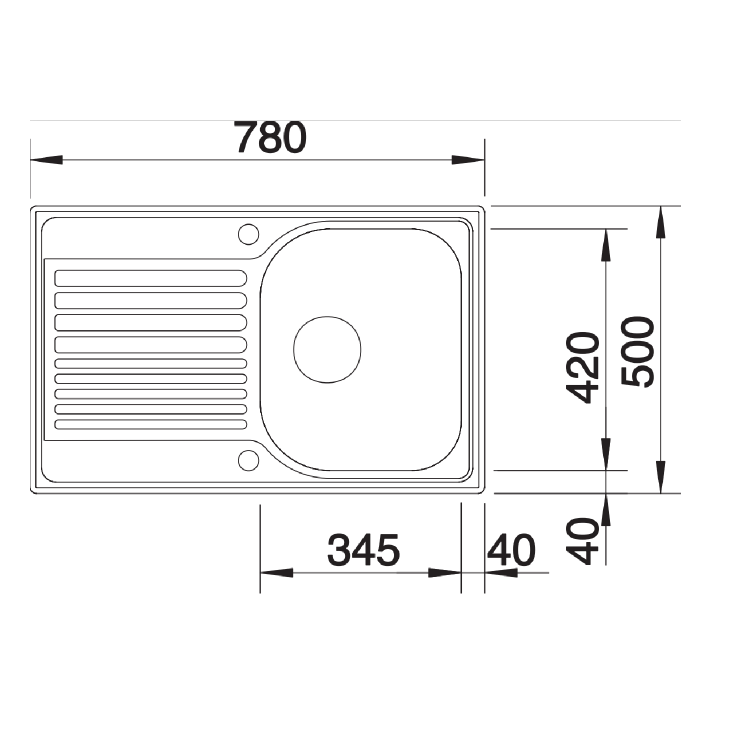 ONLY OPENED - Single Bowl Inset Chrome Stainless Steel Kitchen Sink - Blanco Tipo 45-S Compact