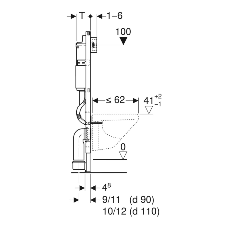GRADE A1 - Geberit Delta Concealed Cistern with 1120mm Duofix Frame and Delta20 Flush Plate