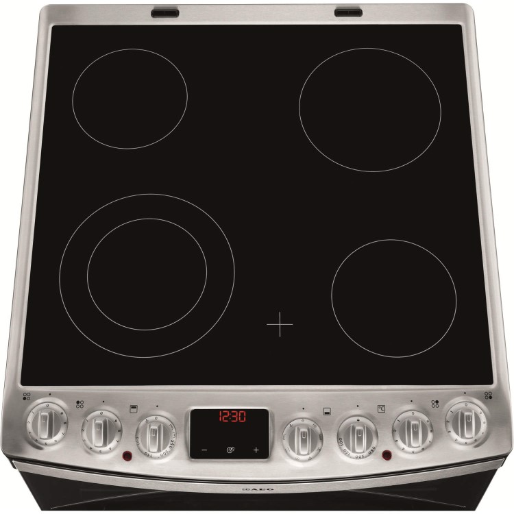 AEG 47102V-MN 60cm Electric Double Oven Cooker With Ceramic Hob Stainless Steel