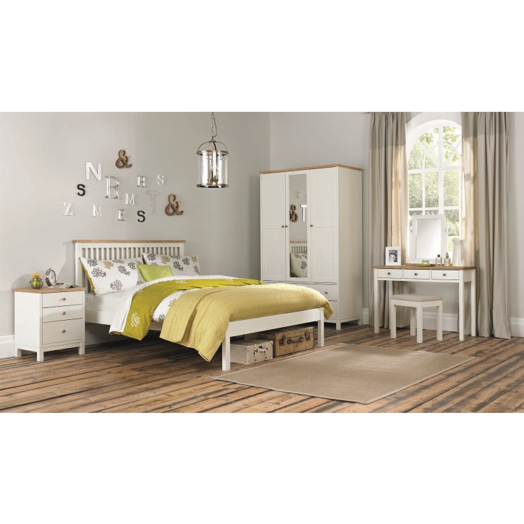 GRADE A3 - Bentley Designs Atlanta 3 Drawer Bedside Table In White and Oak 