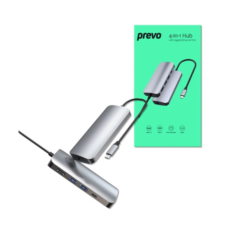 Prevo C501R 4-In-1 USB-C Networking Hub Docking Station with RJ-45