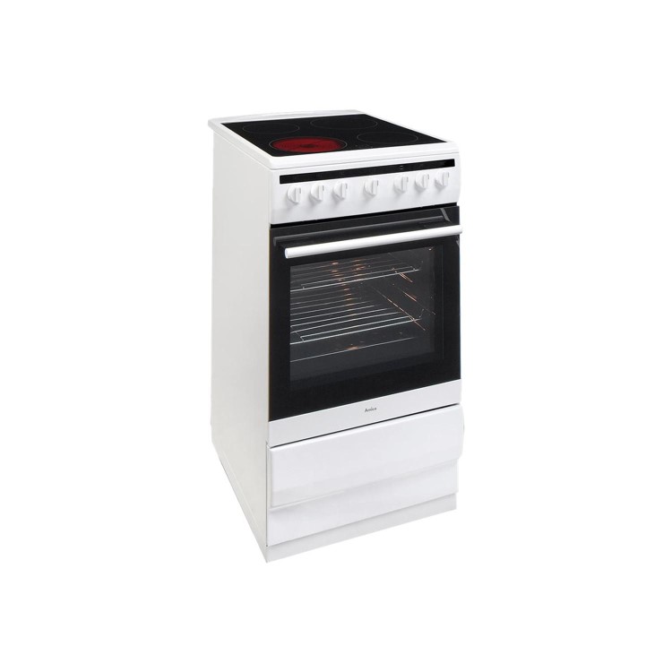 Amica 508CE2MSW 50cm Single Fan Oven Electric Cooker with Ceramic Hob - White