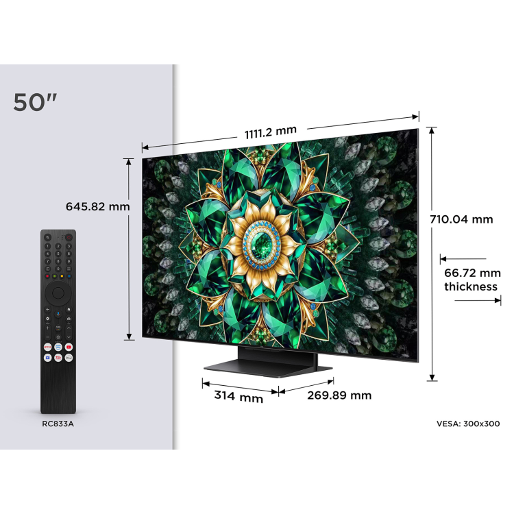 TCL 50Q7C-UK 50-Inch QD-Mini LED 4K HDR Smart Google TV  144Hz & Bang & Olufsen Audio