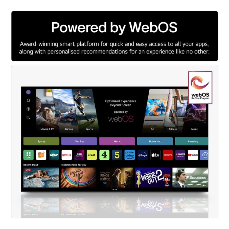 Refurbished LG 50UA74006LB 50 4K Ultra HD Smart TV – AI Processor HDR10 Pro & webOS