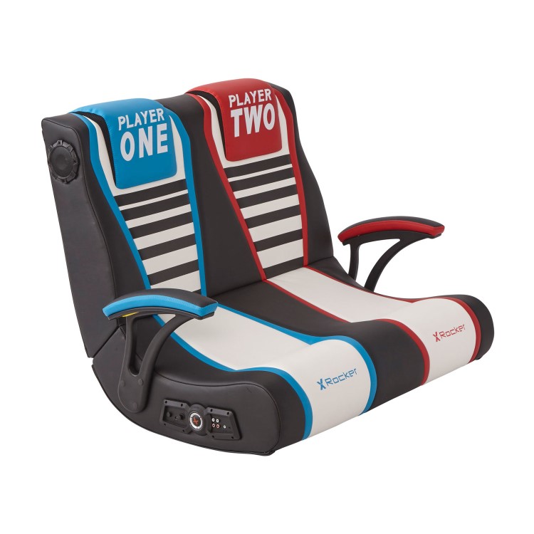 X Rocker Dual Rivals 2.1 Double Wide Gaming Chair - Black / White