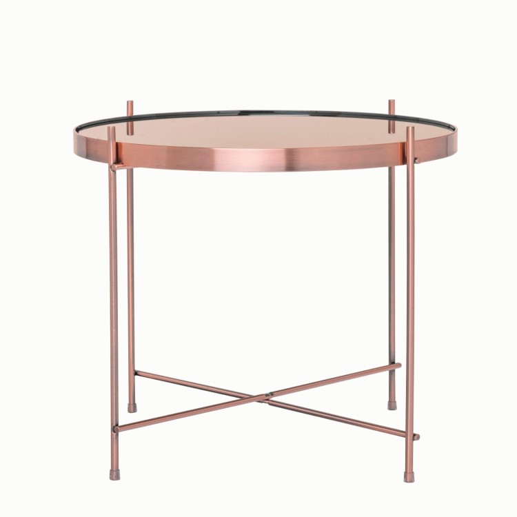 Oakland Metal and Glass Copper Side Table