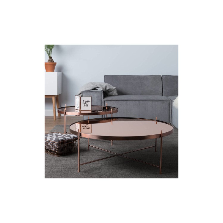 Oakland Metal and Glass Copper Side Table