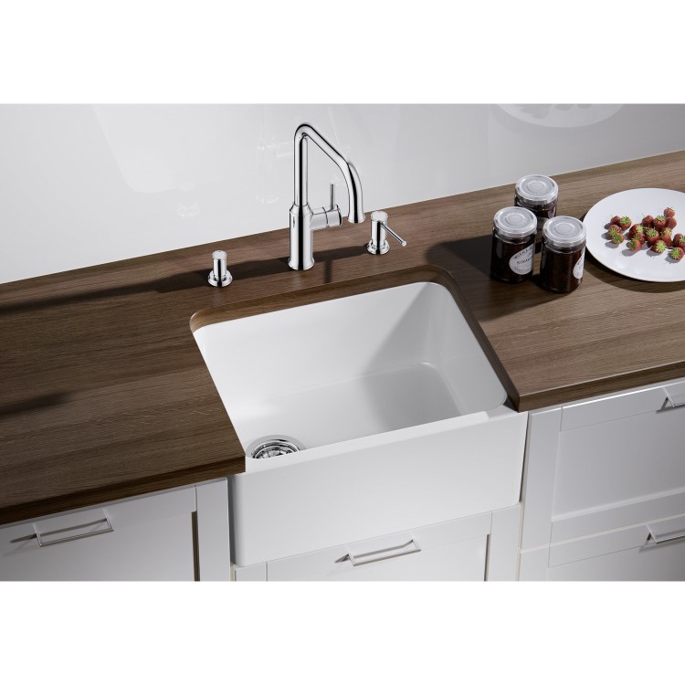 Blanco Single Bowl Undermount Ceramic Belfast Kitchen Sink - White