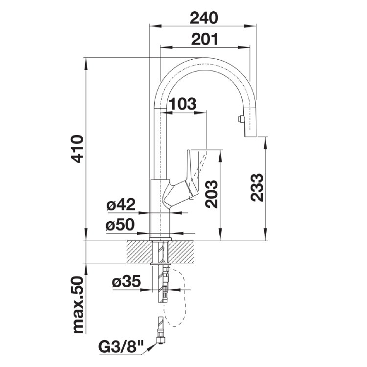 Blanco Carena Single Lever Monobloc Kitchen Mixer Tap - White