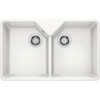 Blanco Villae Farmhouse Dual Bowl Undermount Ceramic Kitchen Sink - White