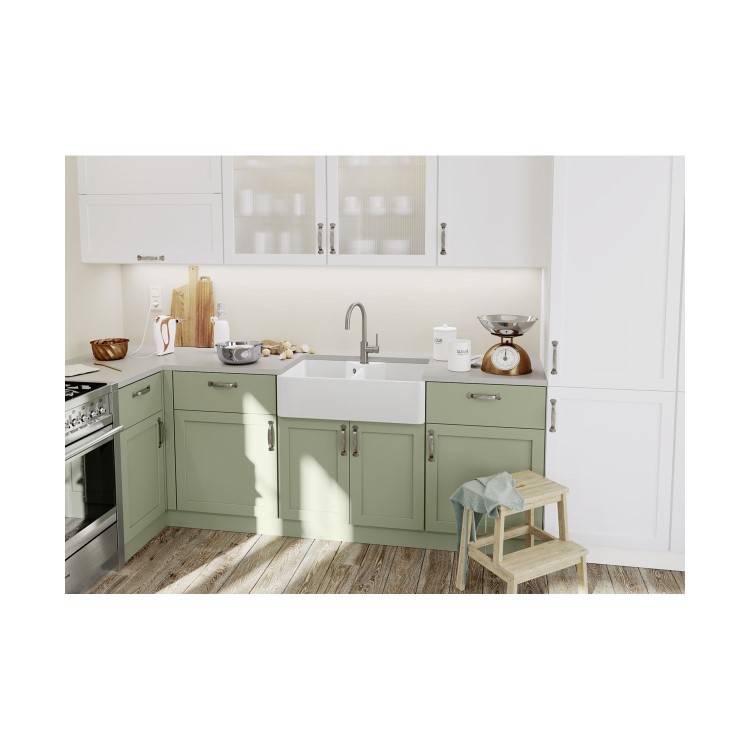 Blanco Villae Farmhouse Dual Bowl Undermount Ceramic Kitchen Sink - White