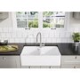 Blanco Villae Farmhouse Dual Bowl Undermount Ceramic Kitchen Sink - White