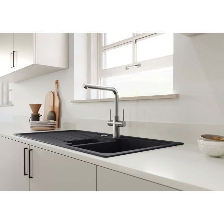 Blanco Lax Dual Lever Kitchen Mixer Tap - Steel