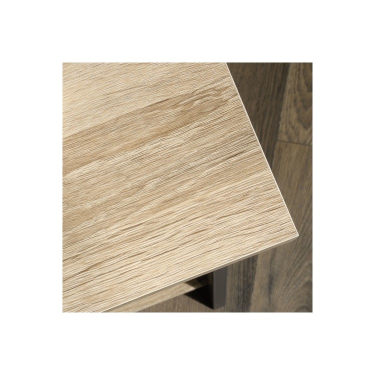Industrial Office Desk Black Frame Oak Effect Top