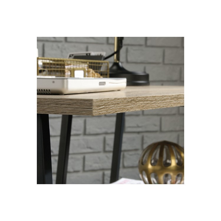 Industrial Office Desk Black Frame Oak Effect Top