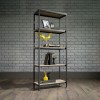 Industrial Oak &amp; Black Metal 4 Shelf Bookcase