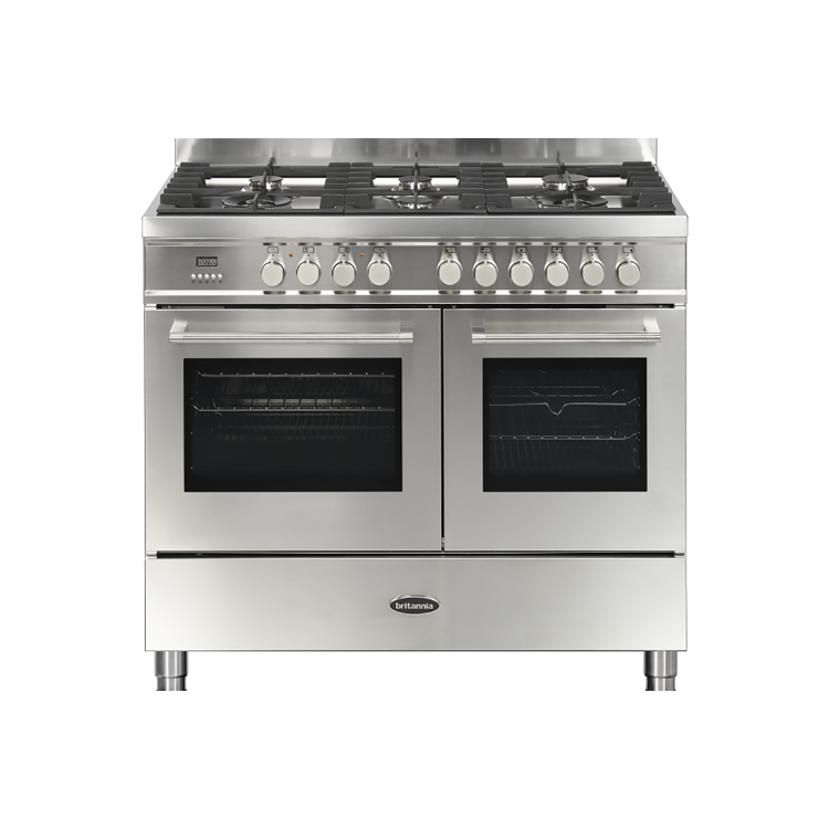 Britannia Q Line 100cm Double Oven Dual Fuel Range Cooker - Stainless Steel