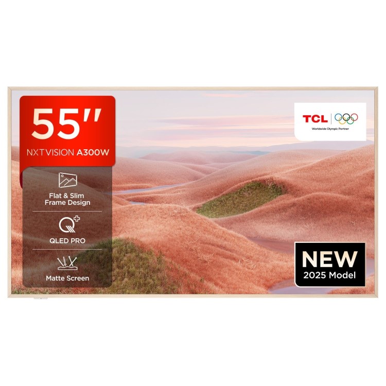 TCL NXTVISION 55A300W-UK 55-Inch 4K QLED TV  Dolby Vision IQ HDR10+ Google TV & Game Master Pro
