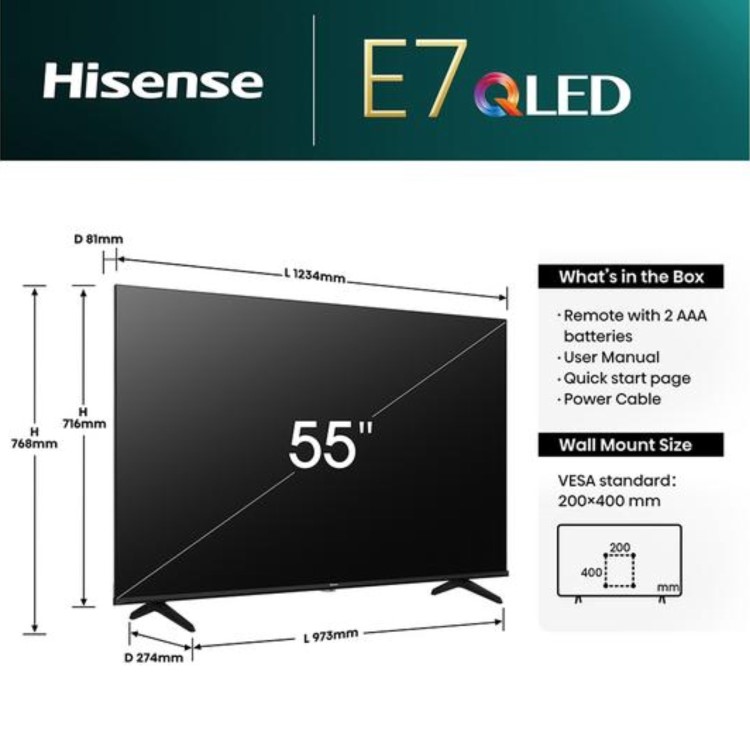 Refurbished Hisense 55 inch Smart TV Wi-Fi 4K Ultra HD QLED TV