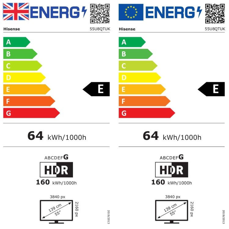 Hisense U8QTUK 55 inch Smart 4K Ultra HD Mini-LED TV