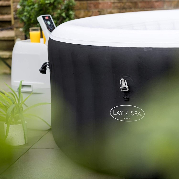 Lay-Z Spa AirJet Miami 4 Person Inflatable Hot Tub in Black - Box Opened