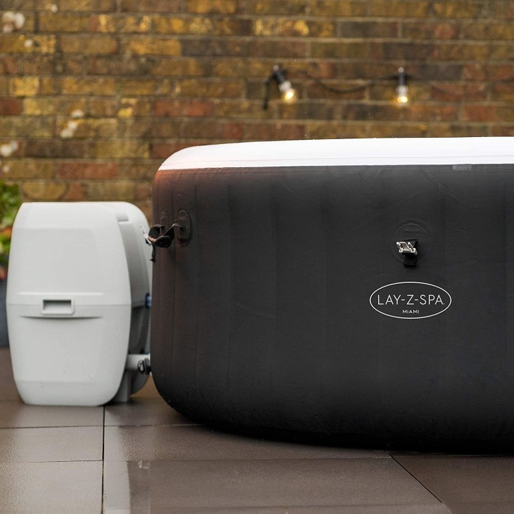 Lay-Z Spa AirJet Miami 4 Person Inflatable Hot Tub in Black - Box Opened